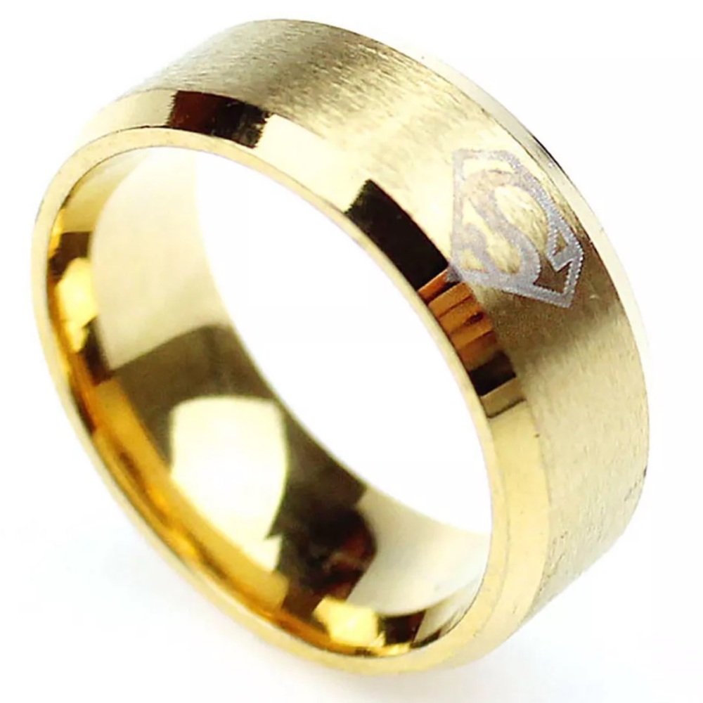 8MM Men's Stainless Steel Superman Ring Band Size8